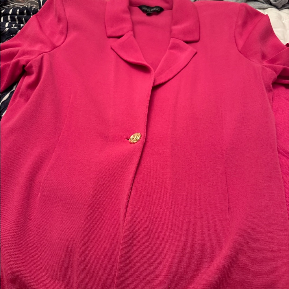 Ming Wang Hot Pink Single-Button Cardigan Blazer and shell